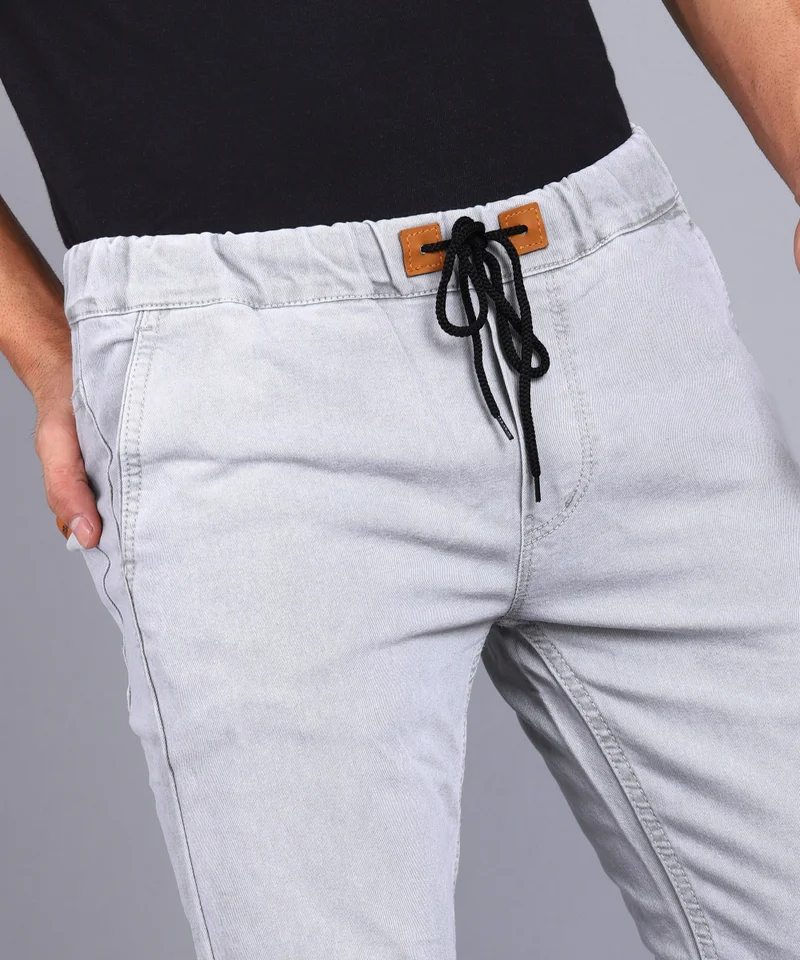 Urbano Fashion  Urbano Fashion Men's White Grey Slim Fit Washed Jogger Jeans Stretchable for Men | Best Price UAE